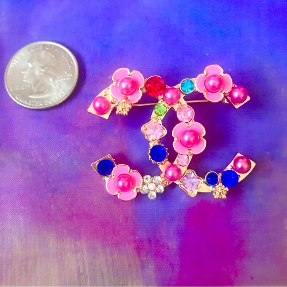 FabulouslyFitted | Floral Multicolored Fashion Brooch - Picture 3 of 7